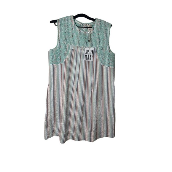 Sister Mary dress Candy stripe floral embroidered Madelina Small NWT boho